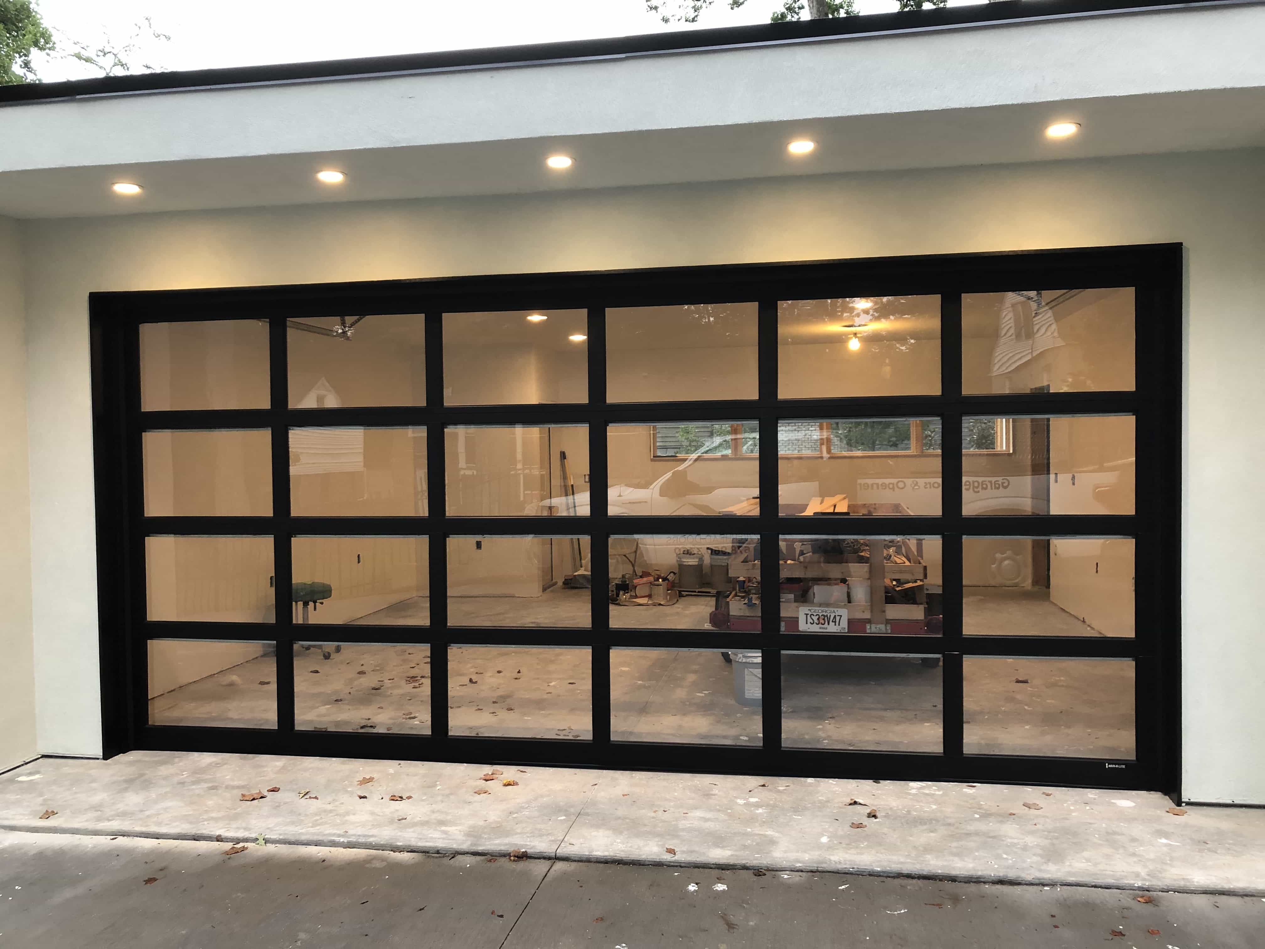 Clear glass garage door